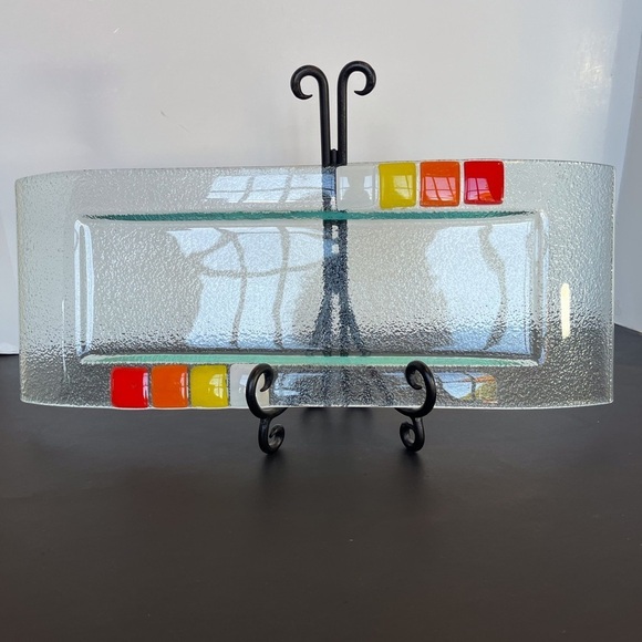 Retro Multi Color Glass Arched Serving Platter - Picture 13 of 14